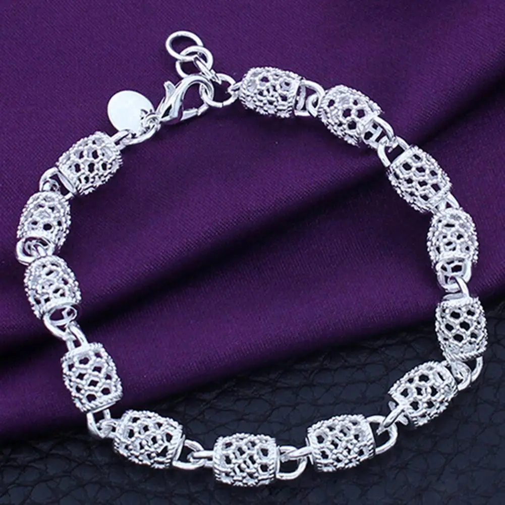 Women's Sterling Hollow Chain Bracelet Charm Wrist Bangle Clasp Gift Girls Boho Bracelet With Key chain