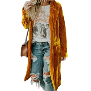 Fake Fur Coat Autumn Winter Women Jacket Wool Blend Solid Color Long Sleeve Coat Velvet Pockets Midi Jacket Overcoat